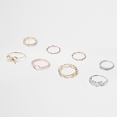Mixed tone love rings pack